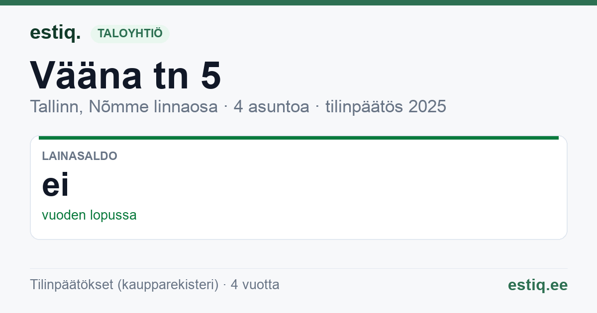 Tallinn, Vääna tn 5 korteriühistu: tunnusluvut 2025