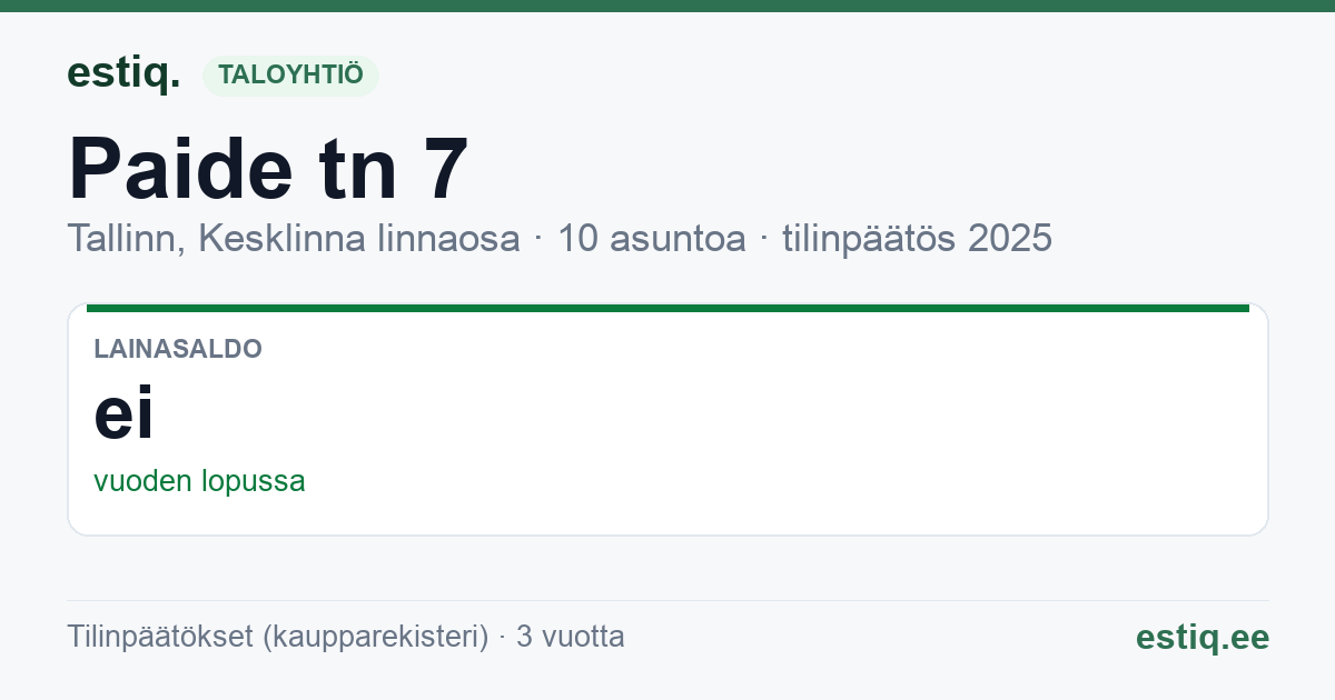Tallinn, Paide tn 7 korteriühistu: tunnusluvut 2025