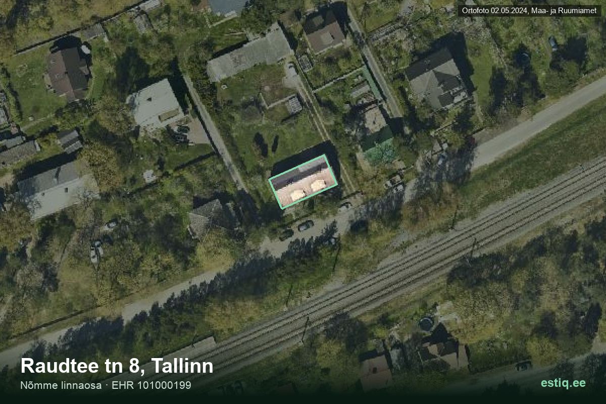 Raudtee tänav 8, Tallinn – hoone aerofoto, kontuur ehitisregistri (EHR) andmetest