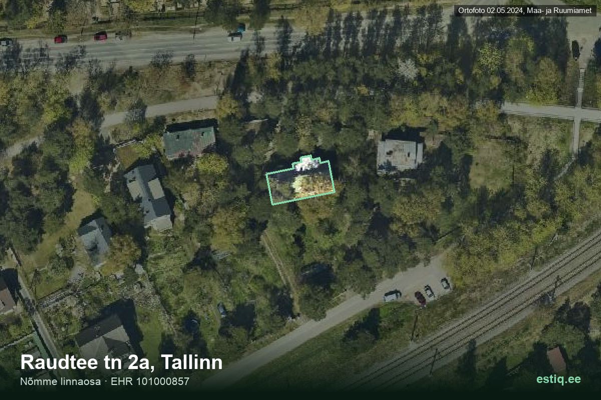 Raudtee tänav 2a, Tallinn – hoone aerofoto, kontuur ehitisregistri (EHR) andmetest