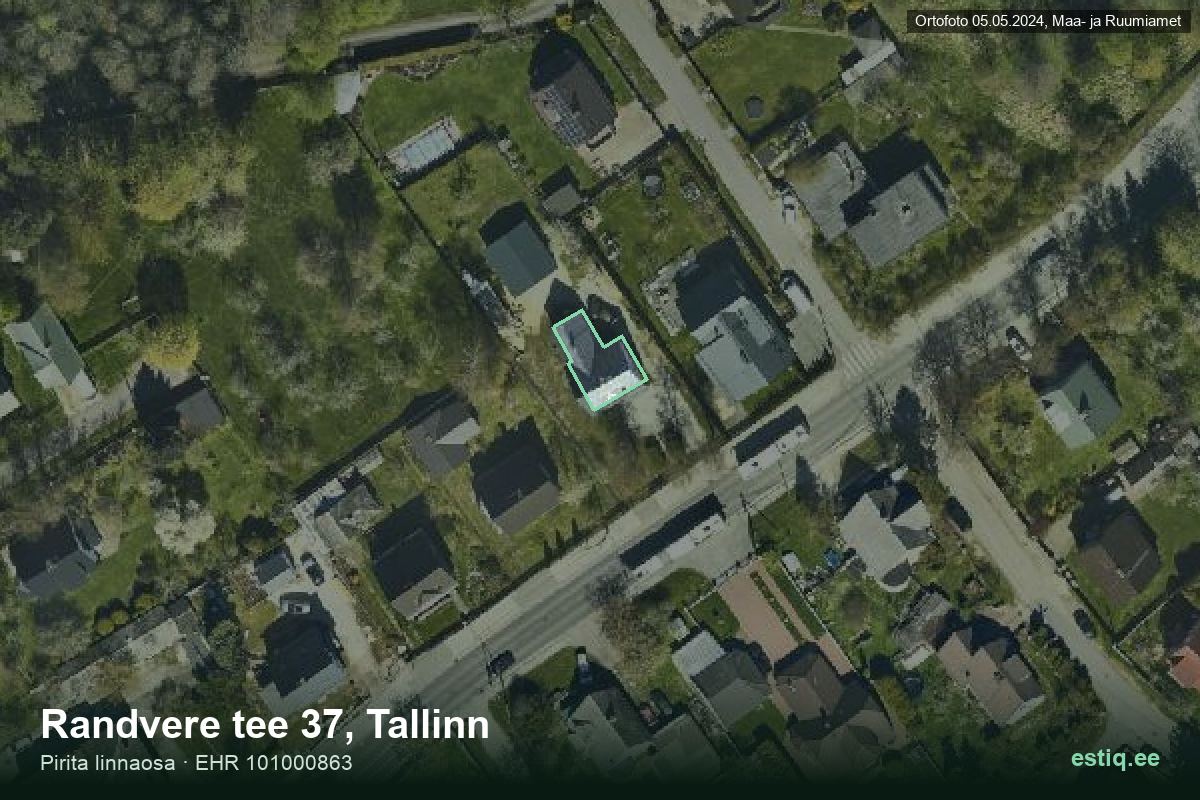 Randvere tee 37, Tallinn – hoone aerofoto, kontuur ehitisregistri (EHR) andmetest