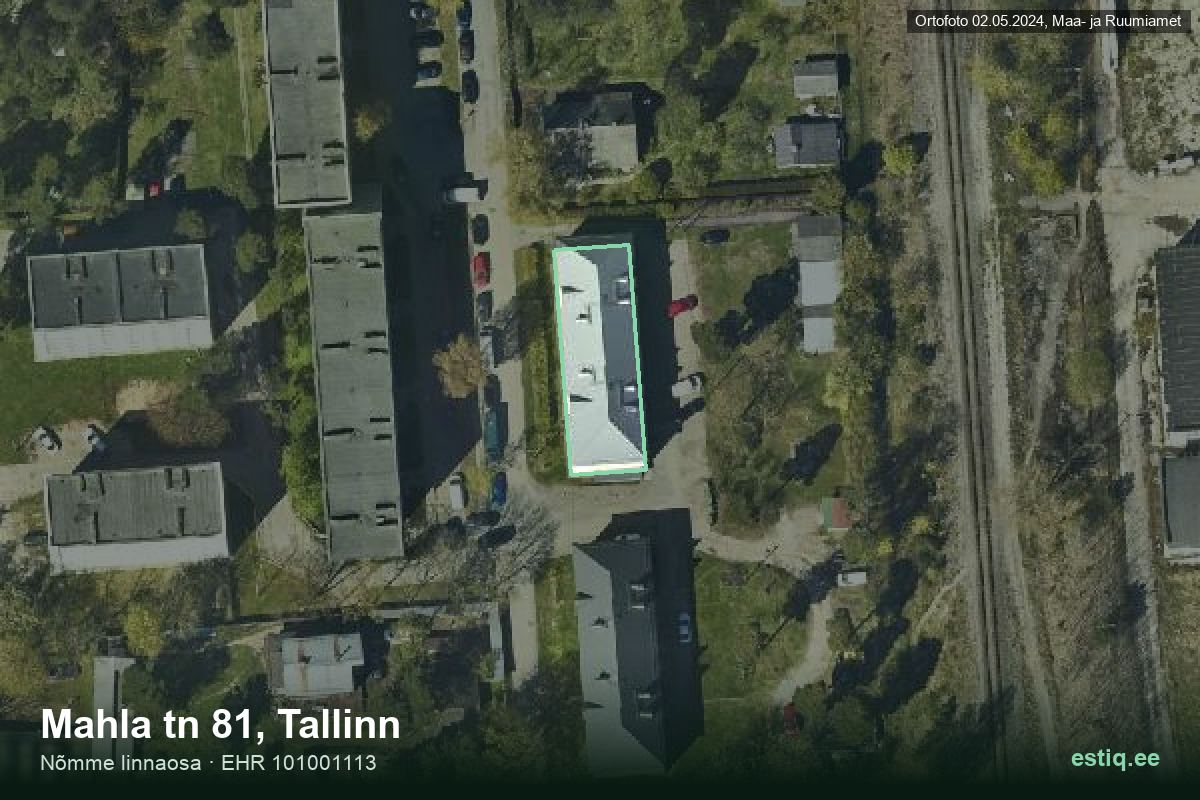 Mahla tänav 81, Tallinn – hoone aerofoto, kontuur ehitisregistri (EHR) andmetest