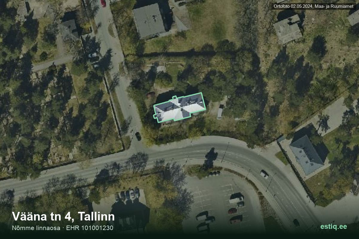 Vääna tänav 4, Tallinn – hoone aerofoto, kontuur ehitisregistri (EHR) andmetest