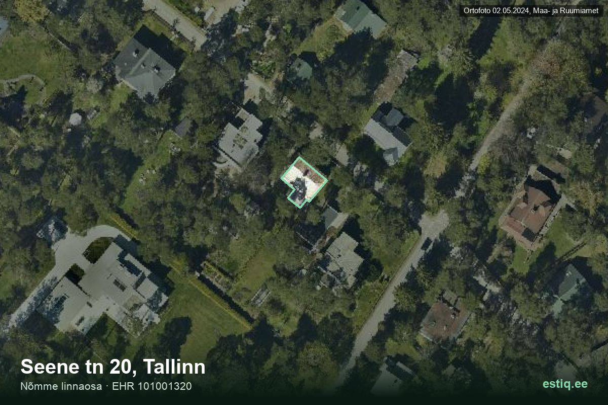 Seene tänav 20, Tallinn – hoone aerofoto, kontuur ehitisregistri (EHR) andmetest