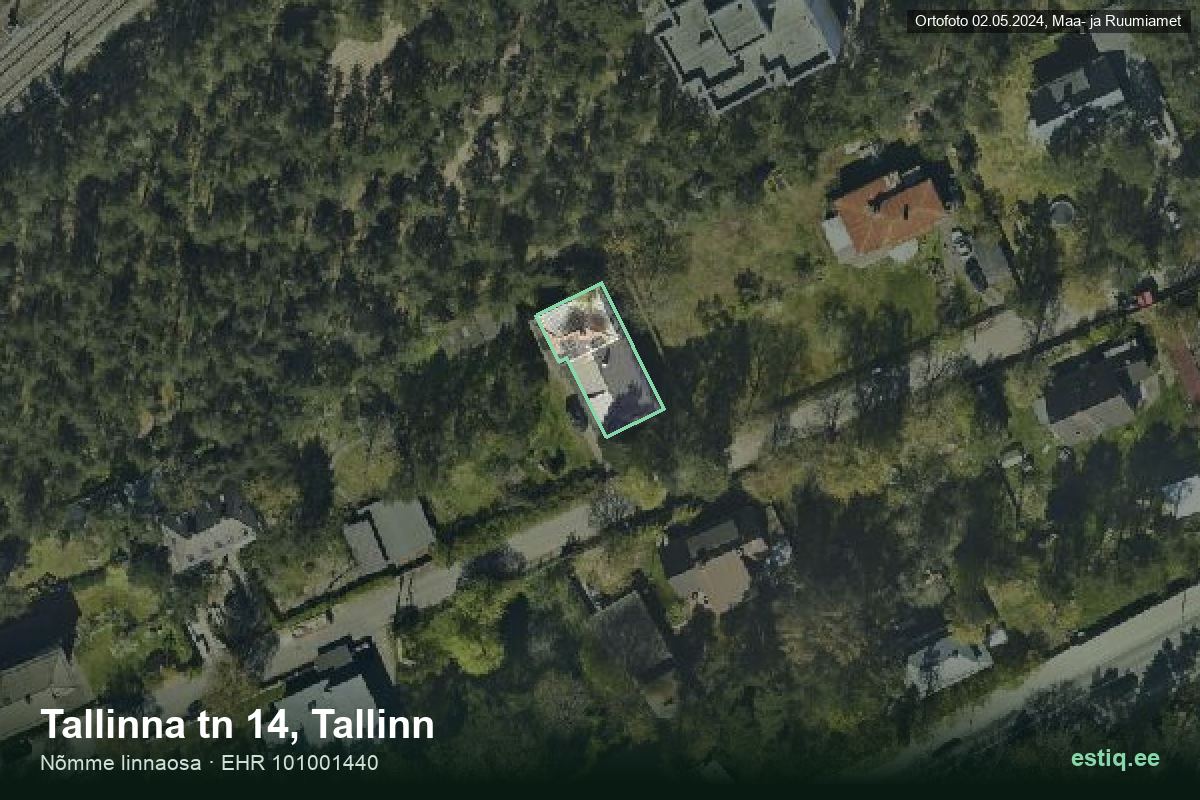 Tallinna tänav 14, Tallinn – аэрофото дома, контур по данным регистра строений (EHR)