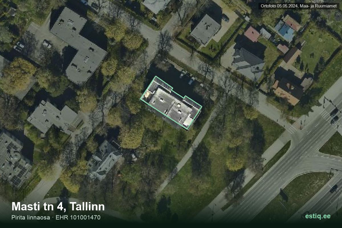 Masti tänav 4, Tallinn – аэрофото дома, контур по данным регистра строений (EHR)