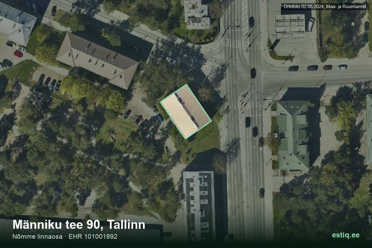 Männiku tee 90, Tallinn – hoone aerofoto, kontuur ehitisregistri (EHR) andmetest