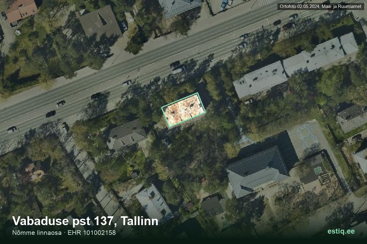 Vabaduse pst 137, Tallinn – aerial photo of the building, outline from the Building Register (EHR)