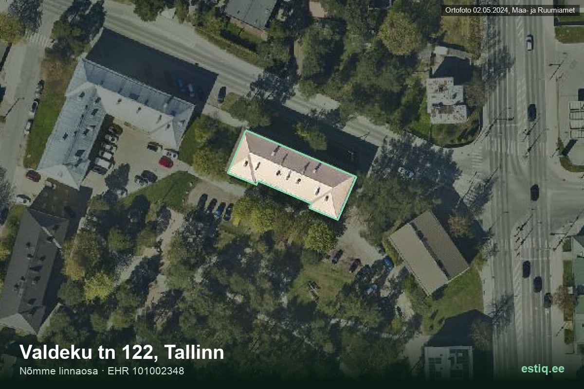 Valdeku tänav 122, Tallinn – ilmakuva rakennuksesta, ääriviiva rakennusrekisteristä (EHR)