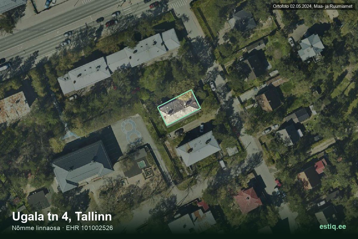 Ugala tänav 4, Tallinn – аэрофото дома, контур по данным регистра строений (EHR)