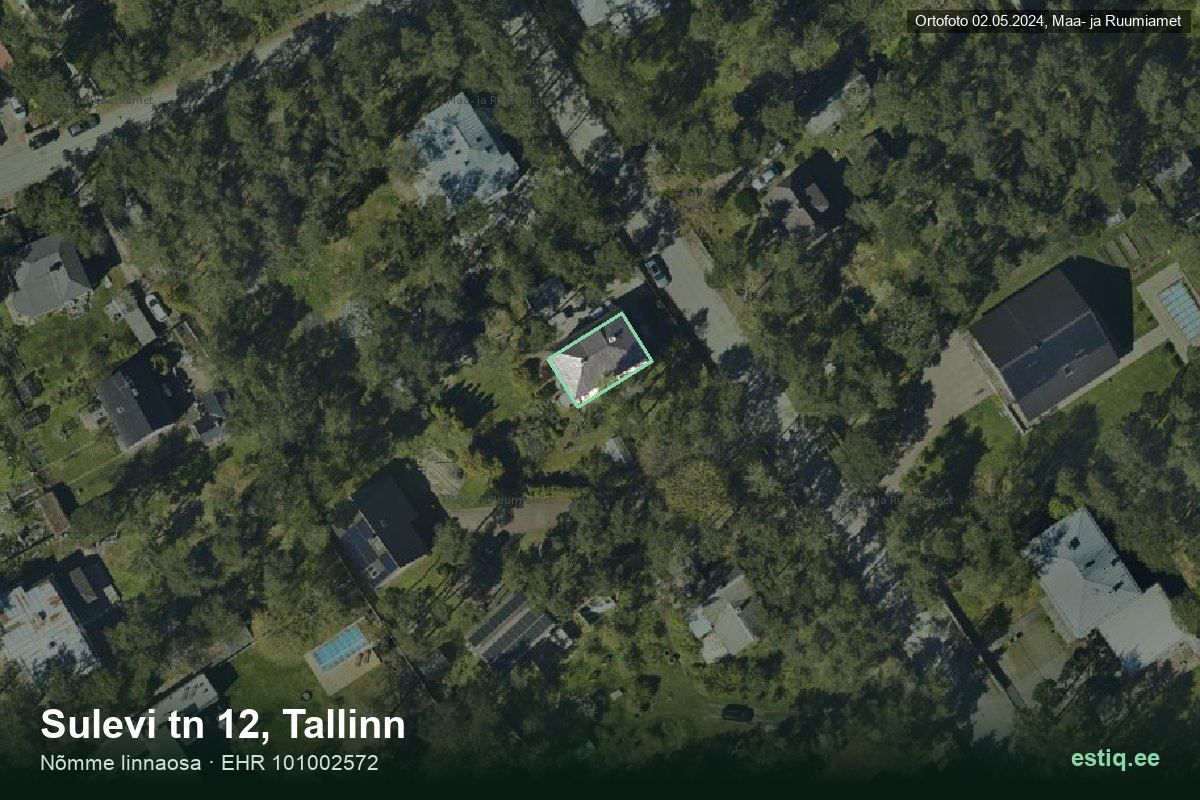 Sulevi tänav 12, Tallinn – hoone aerofoto, kontuur ehitisregistri (EHR) andmetest