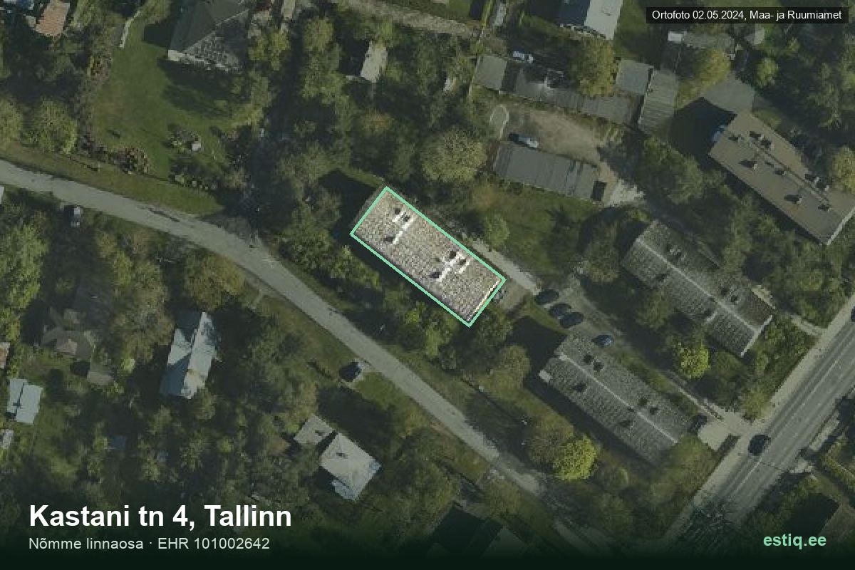Kastani tänav 4, Tallinn – aerial photo of the building, outline from the Building Register (EHR)