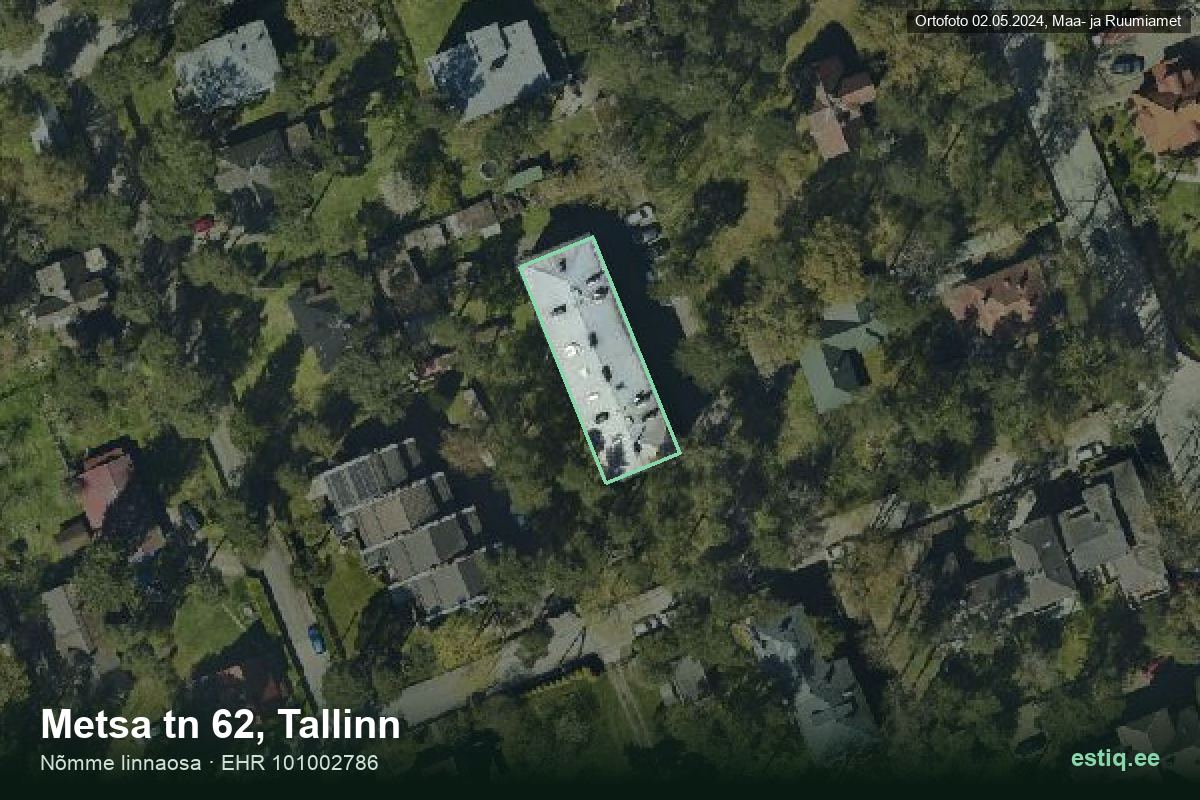Metsa tänav 62, Tallinn – hoone aerofoto, kontuur ehitisregistri (EHR) andmetest