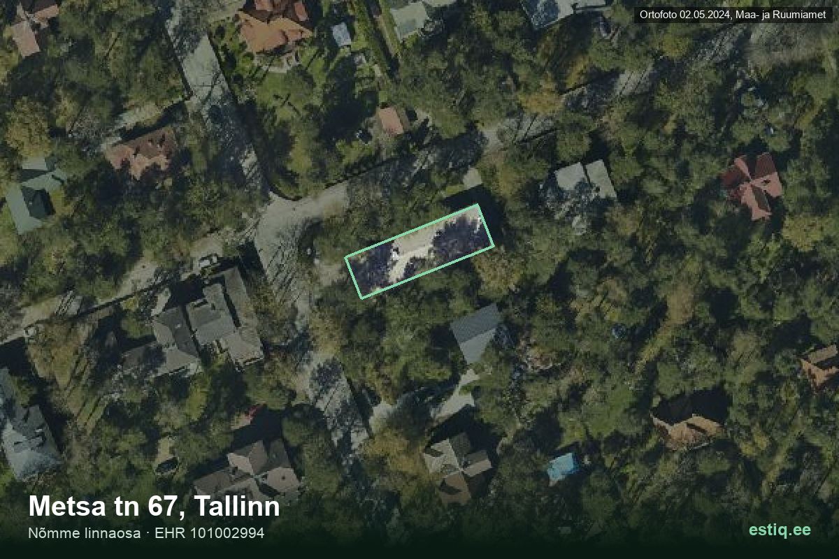 Metsa tänav 67, Tallinn – aerial photo of the building, outline from the Building Register (EHR)