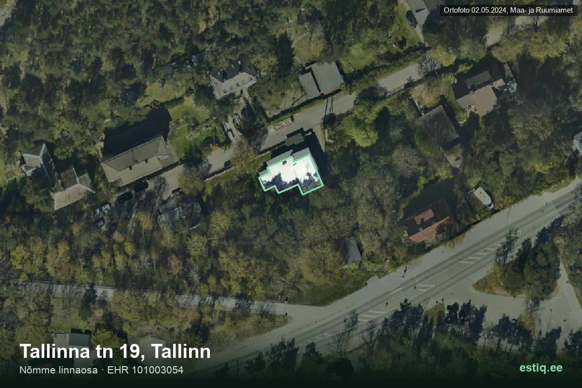 Tallinna tänav 19, Tallinn – аэрофото дома, контур по данным регистра строений (EHR)