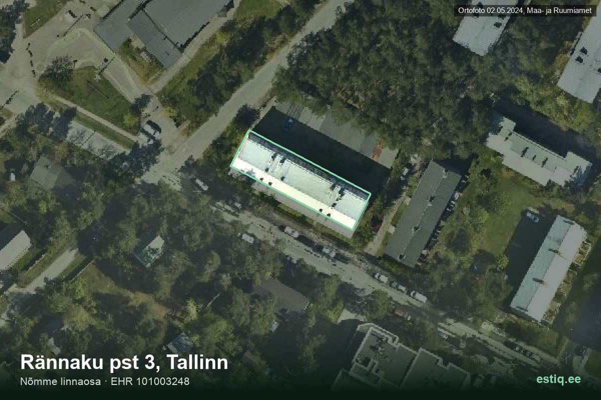 Rännaku pst 3, Tallinn – hoone aerofoto, kontuur ehitisregistri (EHR) andmetest
