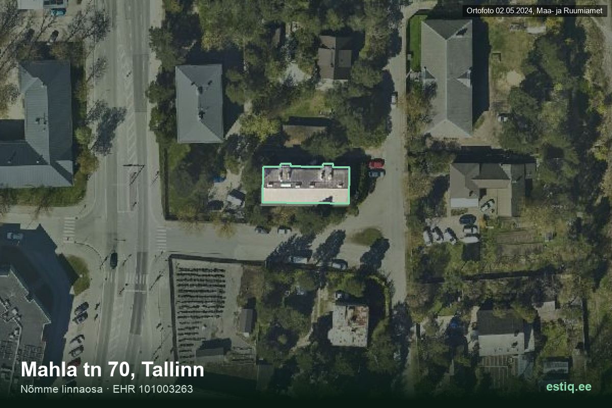 Mahla tänav 70, Tallinn – hoone aerofoto, kontuur ehitisregistri (EHR) andmetest