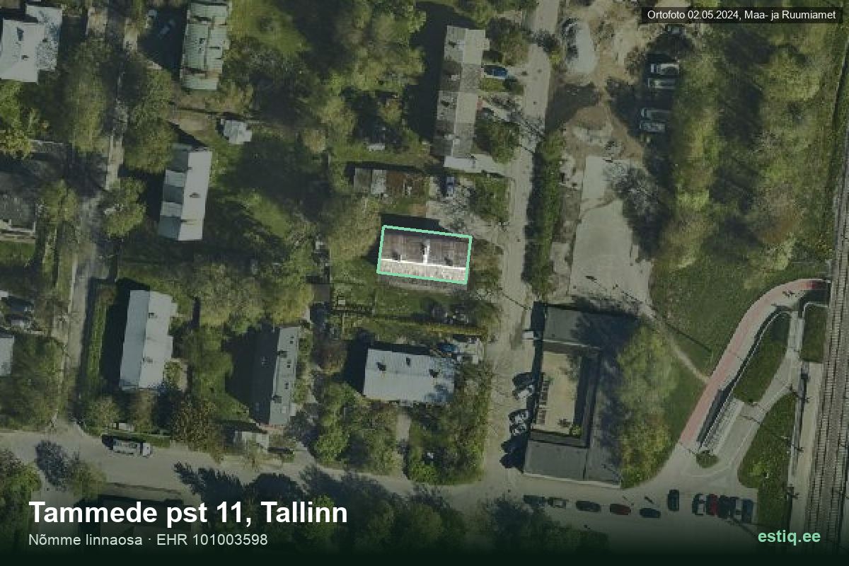 Tammede pst 11, Tallinn – аэрофото дома, контур по данным регистра строений (EHR)