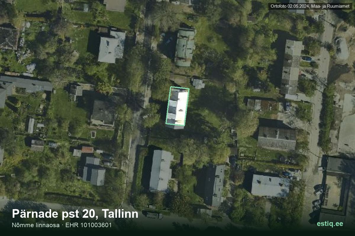 Pärnade pst 20, Tallinn – ilmakuva rakennuksesta, ääriviiva rakennusrekisteristä (EHR)