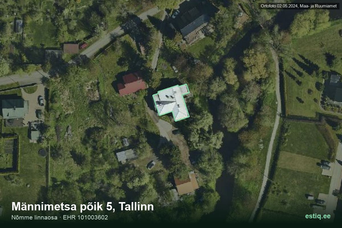 Männimetsa põik 5, Tallinn – ilmakuva rakennuksesta, ääriviiva rakennusrekisteristä (EHR)
