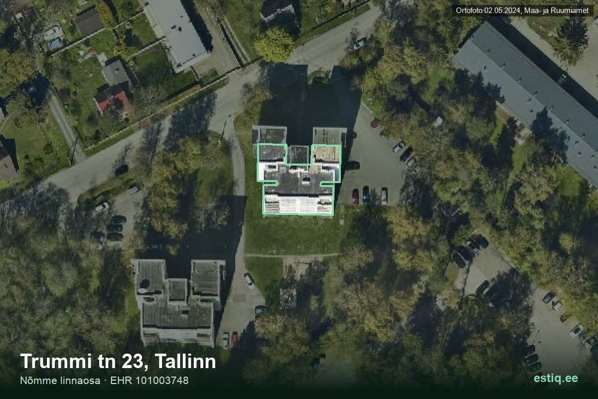 Trummi tänav 23, Tallinn – hoone aerofoto, kontuur ehitisregistri (EHR) andmetest