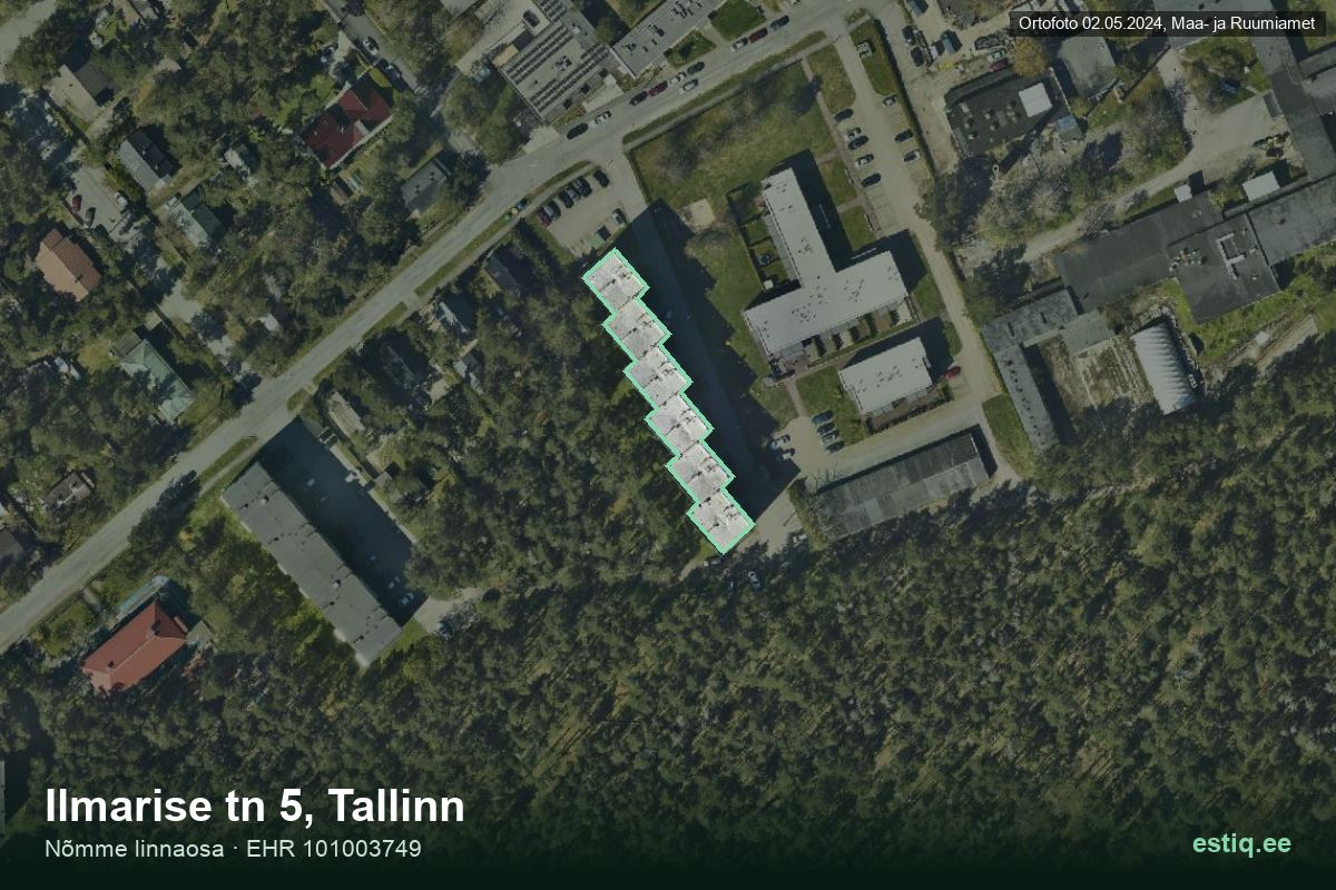 Ilmarise tänav 5, Tallinn – hoone aerofoto, kontuur ehitisregistri (EHR) andmetest