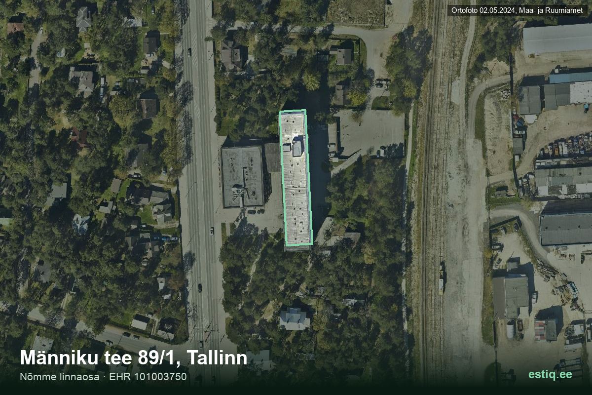Männiku tee 89/1, Tallinn – hoone aerofoto, kontuur ehitisregistri (EHR) andmetest