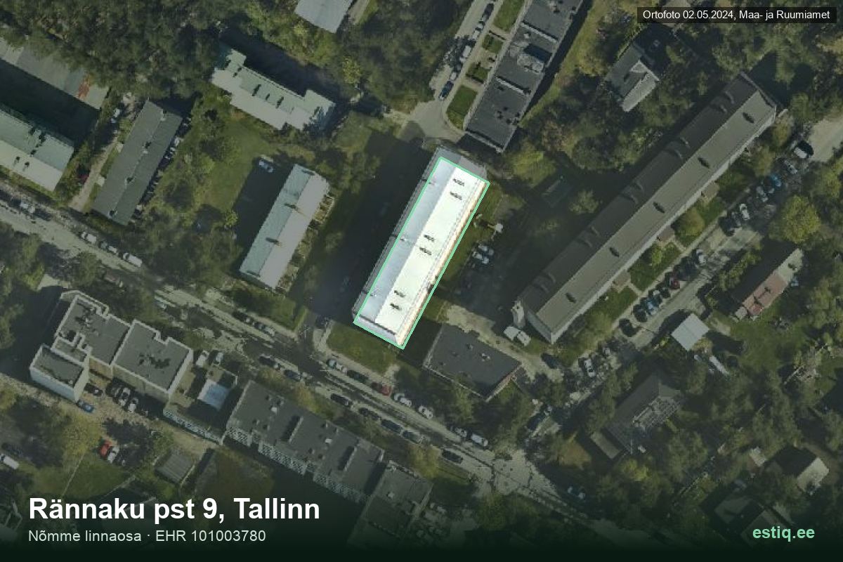 Rännaku pst 9, Tallinn – hoone aerofoto, kontuur ehitisregistri (EHR) andmetest