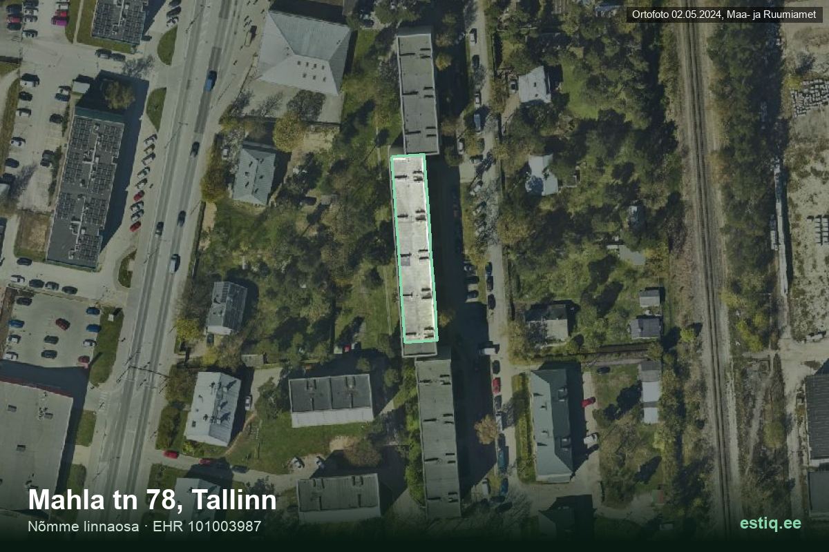 Mahla tänav 78, Tallinn – hoone aerofoto, kontuur ehitisregistri (EHR) andmetest