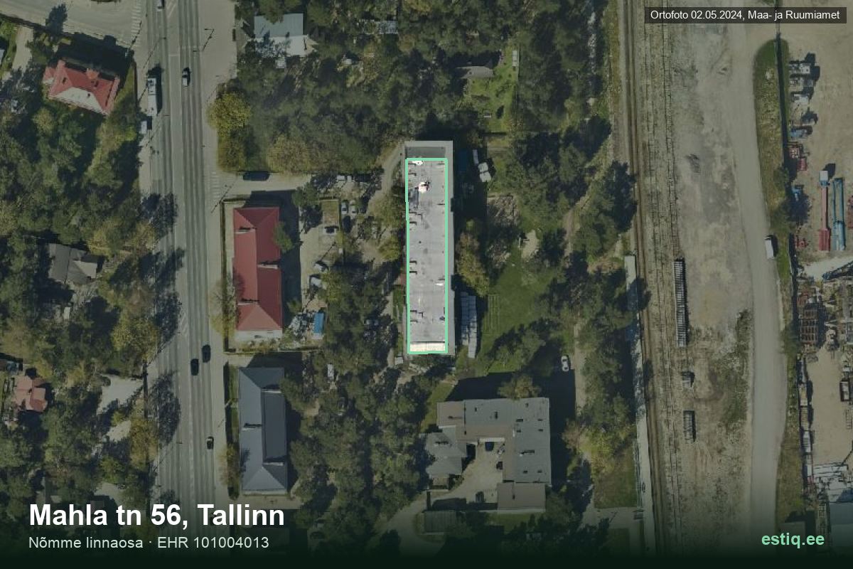 Mahla tänav 56, Tallinn – hoone aerofoto, kontuur ehitisregistri (EHR) andmetest