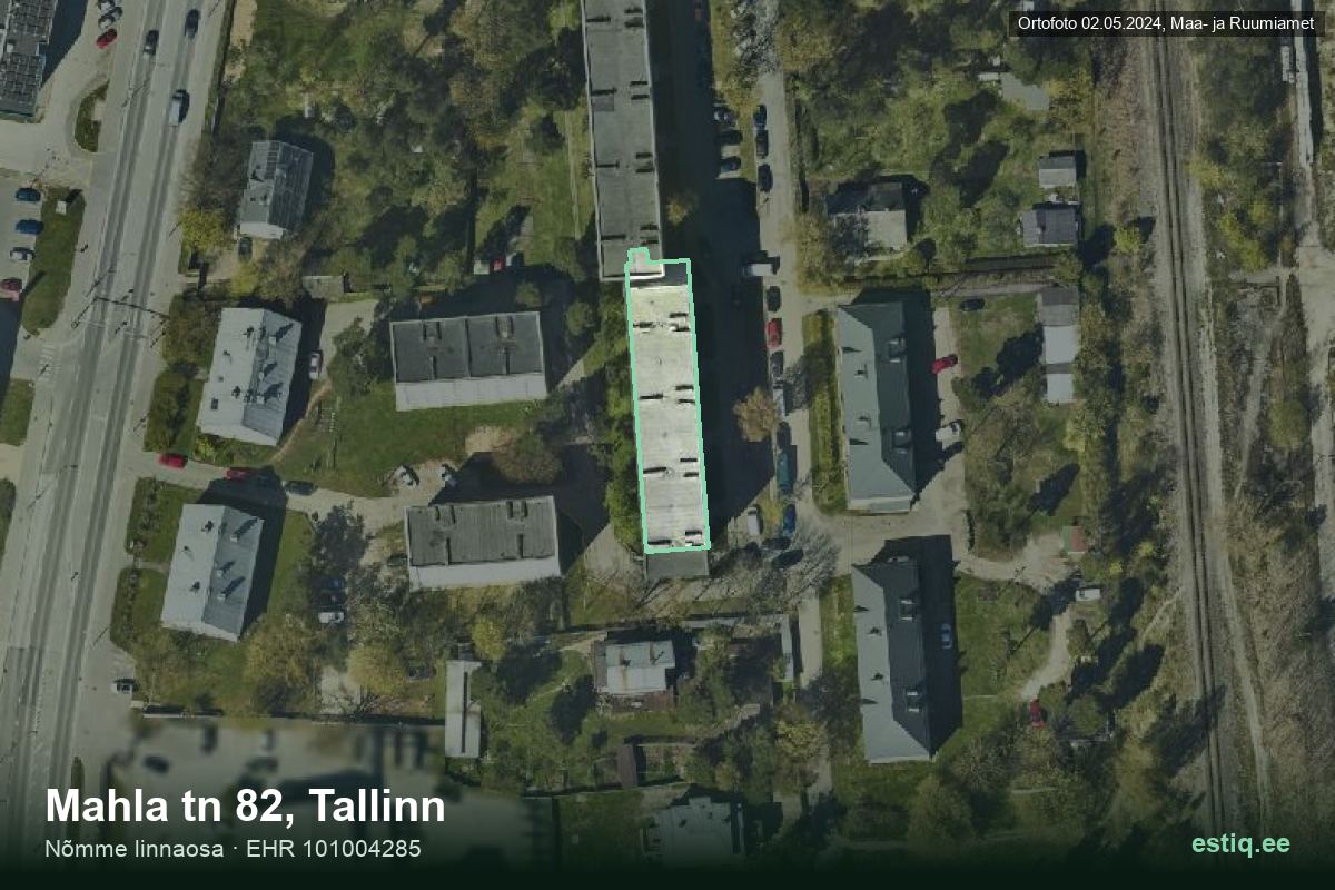 Mahla tänav 82, Tallinn – hoone aerofoto, kontuur ehitisregistri (EHR) andmetest