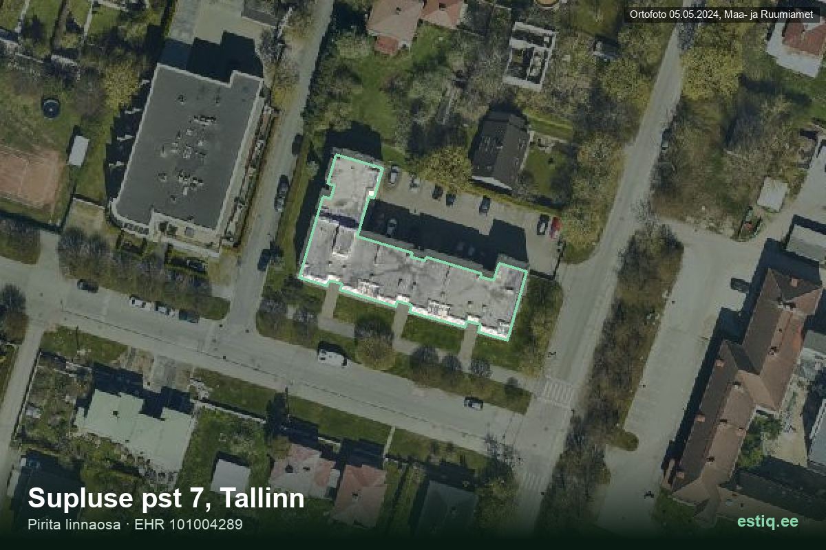 Supluse pst 7, Tallinn – ilmakuva rakennuksesta, ääriviiva rakennusrekisteristä (EHR)