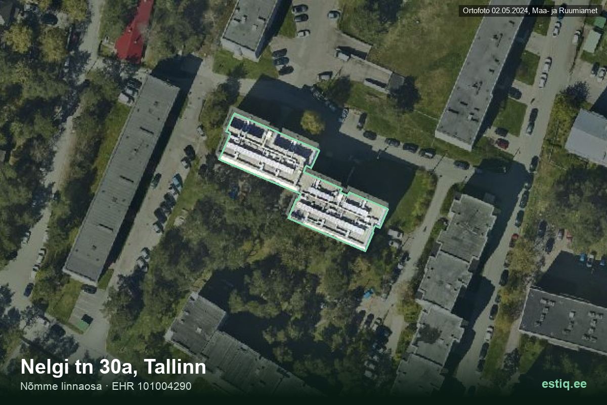 Nelgi tänav 30a, Tallinn – hoone aerofoto, kontuur ehitisregistri (EHR) andmetest