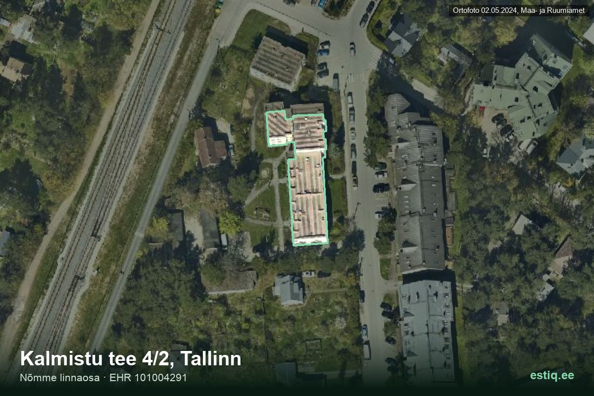 Kalmistu tee 4/2, Tallinn – hoone aerofoto, kontuur ehitisregistri (EHR) andmetest