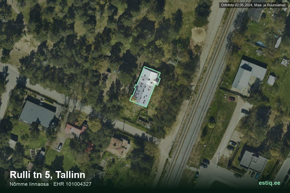Rulli tänav 5, Tallinn – аэрофото дома, контур по данным регистра строений (EHR)