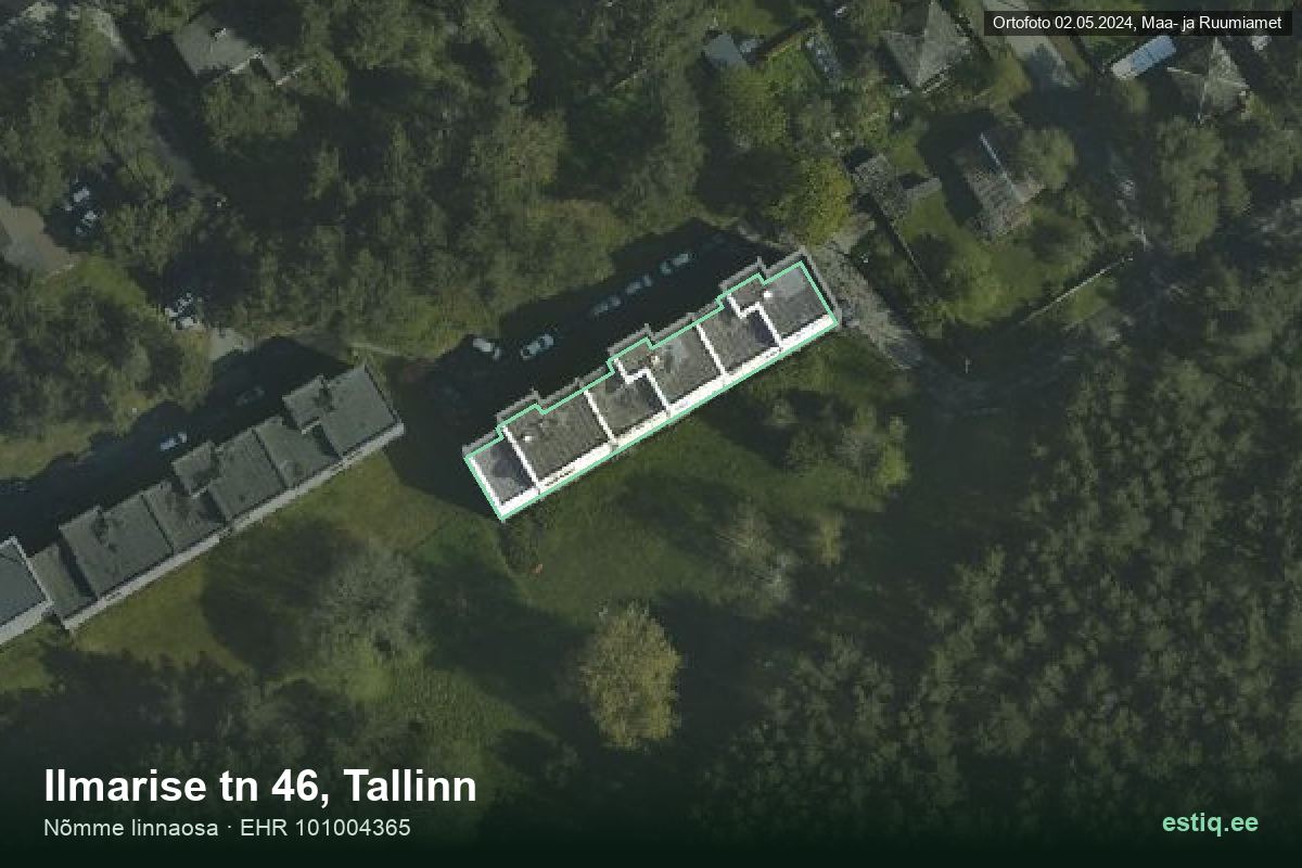 Ilmarise tänav 46, Tallinn – aerial photo of the building, outline from the Building Register (EHR)