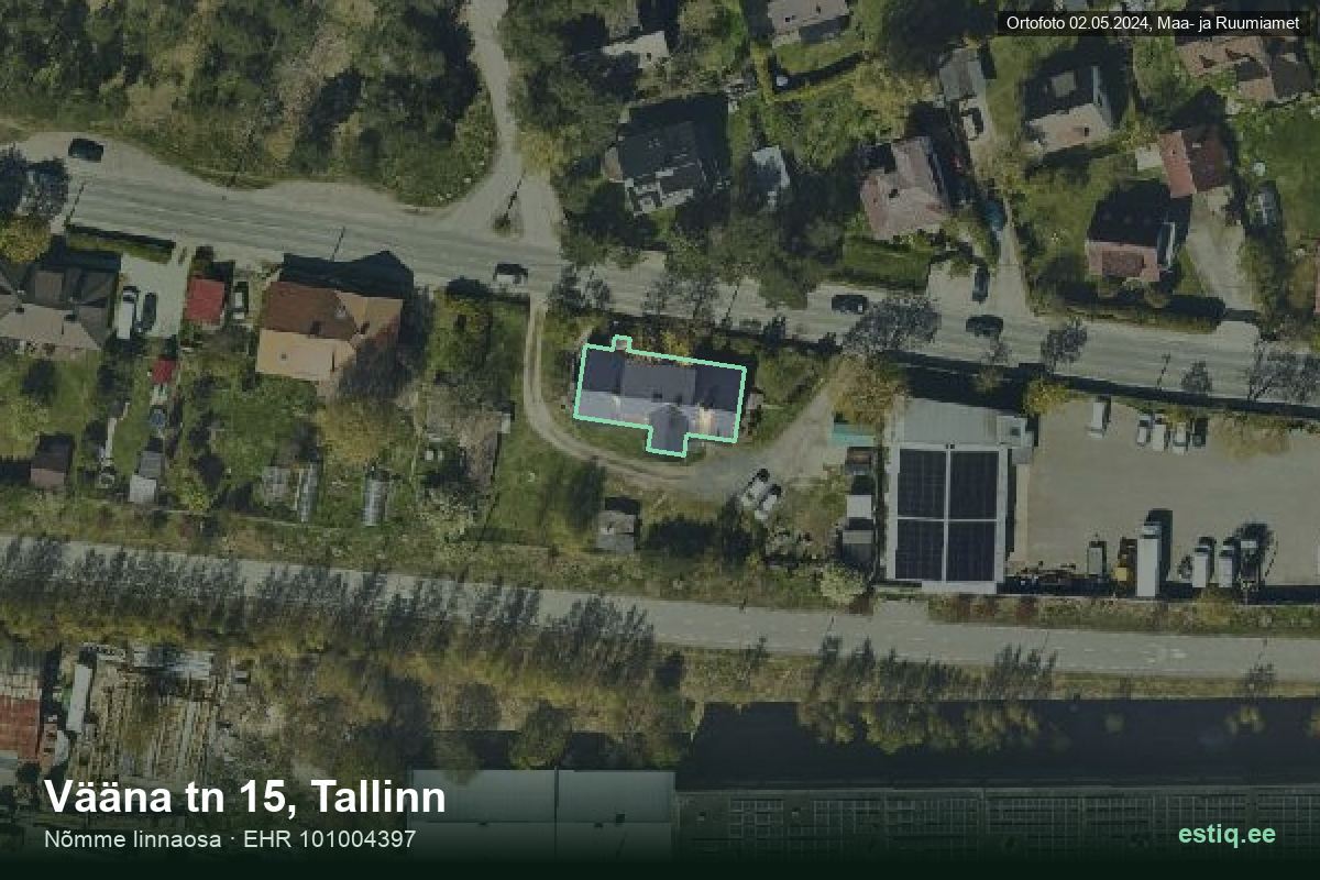 Vääna tänav 15, Tallinn – hoone aerofoto, kontuur ehitisregistri (EHR) andmetest