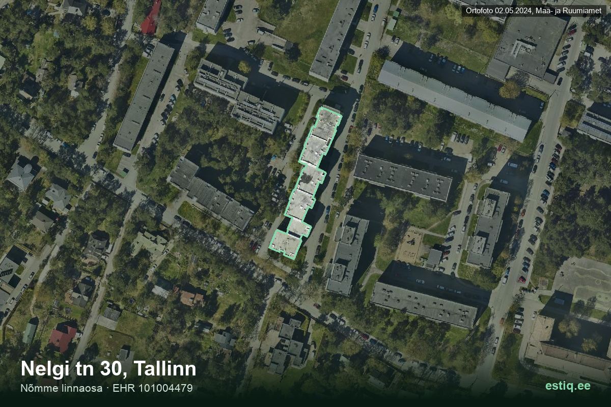 Nelgi tänav 30, Tallinn – hoone aerofoto, kontuur ehitisregistri (EHR) andmetest