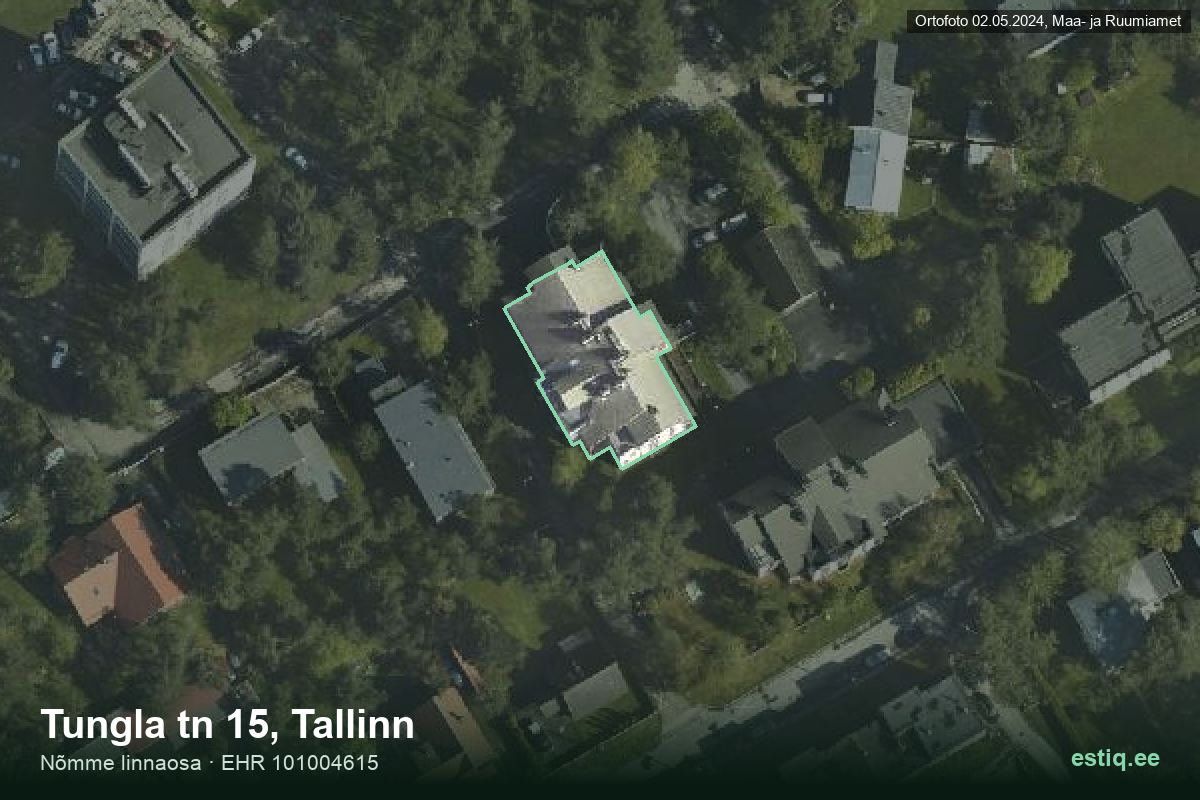 Tungla tänav 15, Tallinn – aerial photo of the building, outline from the Building Register (EHR)