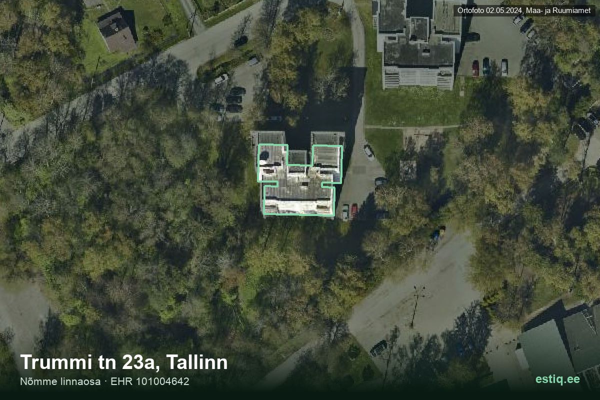 Trummi tänav 23a, Tallinn – hoone aerofoto, kontuur ehitisregistri (EHR) andmetest