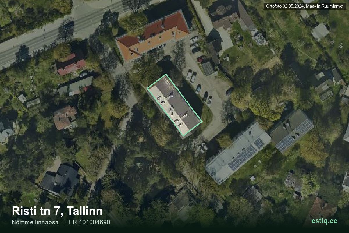 Risti tänav 7, Tallinn – ilmakuva rakennuksesta, ääriviiva rakennusrekisteristä (EHR)