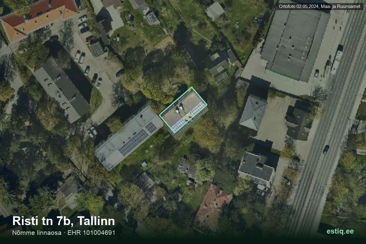 Risti tänav 7b, Tallinn – hoone aerofoto, kontuur ehitisregistri (EHR) andmetest