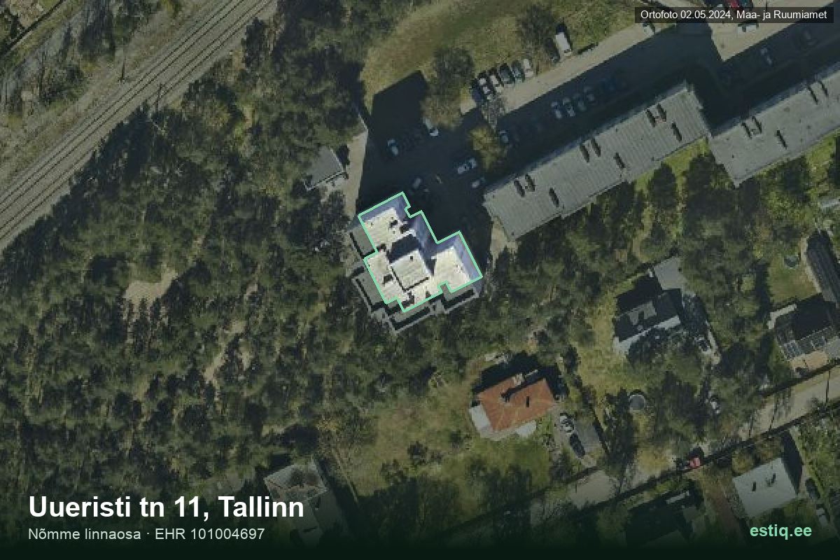 Uueristi tänav 11, Tallinn – hoone aerofoto, kontuur ehitisregistri (EHR) andmetest