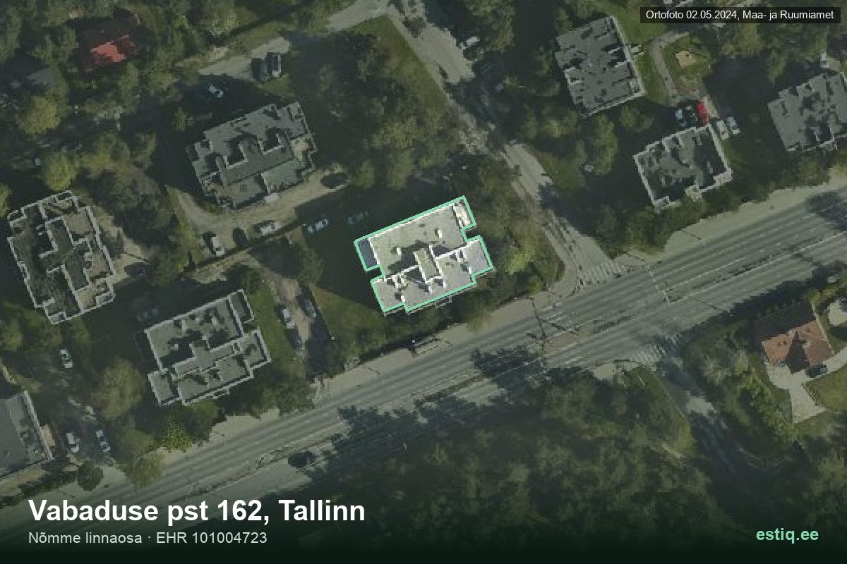Vabaduse pst 162, Tallinn – ilmakuva rakennuksesta, ääriviiva rakennusrekisteristä (EHR)