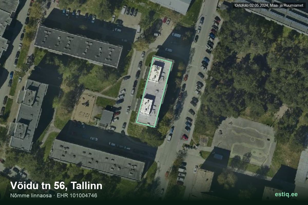 Võidu tänav 56, Tallinn – hoone aerofoto, kontuur ehitisregistri (EHR) andmetest