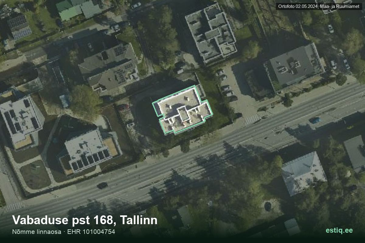 Vabaduse pst 168, Tallinn – ilmakuva rakennuksesta, ääriviiva rakennusrekisteristä (EHR)