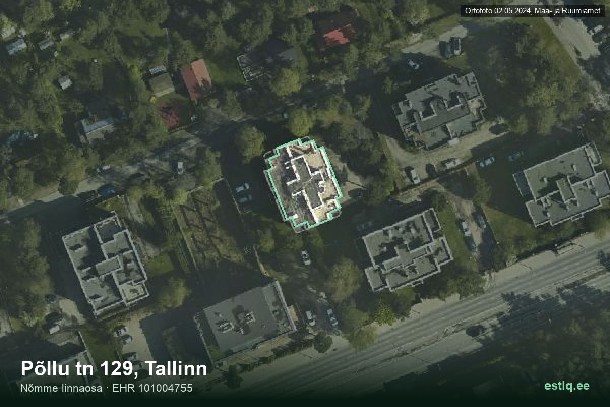 Põllu tänav 129, Tallinn – ilmakuva rakennuksesta, ääriviiva rakennusrekisteristä (EHR)