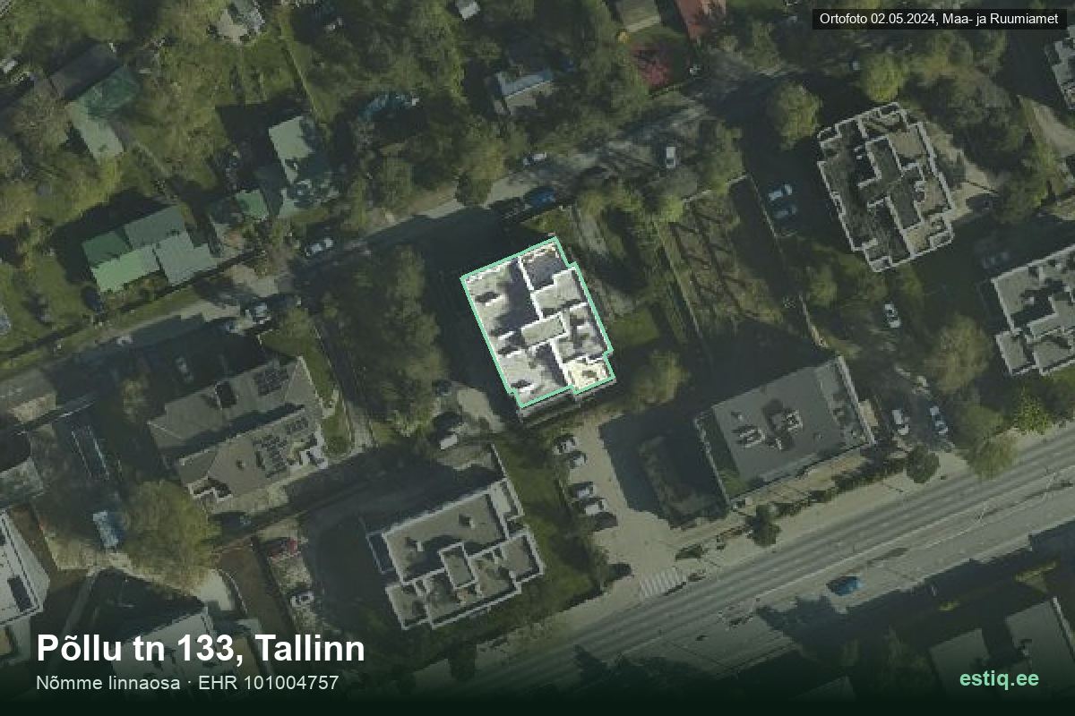 Põllu tänav 133, Tallinn – ilmakuva rakennuksesta, ääriviiva rakennusrekisteristä (EHR)