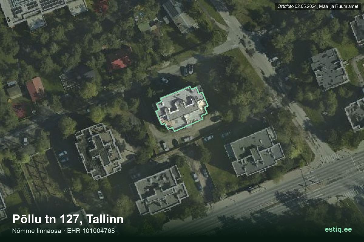 Põllu tänav 127, Tallinn – hoone aerofoto, kontuur ehitisregistri (EHR) andmetest