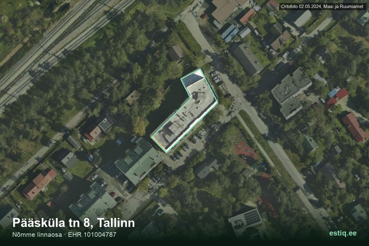 Pääsküla tänav 8, Tallinn – ilmakuva rakennuksesta, ääriviiva rakennusrekisteristä (EHR)